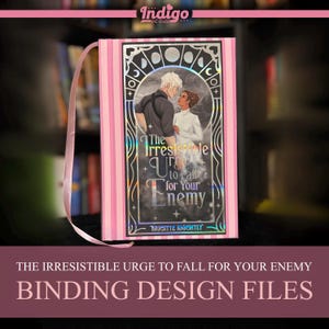 May include: A hardcover book with a pink and white striped spine and a holographic front cover featuring an illustration of two people. The text reads The Irresistible Urge to Fall for Your Enemy by Brigitte Knightly, framed by moon phases.