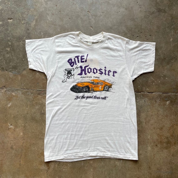 Vintage 70s Bite Hoosier Racing Tire T-Shirt - image 1