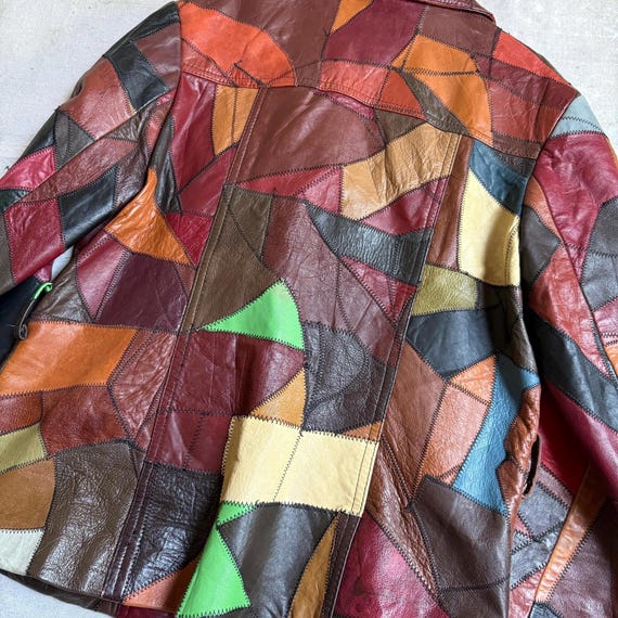 Vintage 70s Patchwork Leather Blazer Jacket - image 4