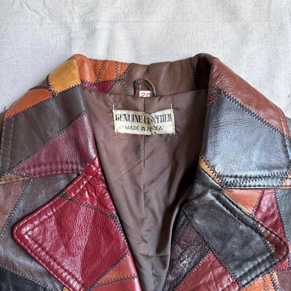 Vintage 70s Patchwork Leather Blazer Jacket - image 2