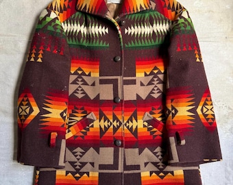 Abrigo de lana estilo manta Pendleton Chief Joseph vintage de los años 70