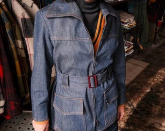 Chaqueta vaquera con cinturón Levi's Big E vintage de los años 60 para mujer