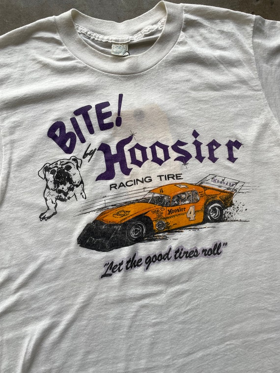 Vintage 70s Bite Hoosier Racing Tire T-Shirt - image 2