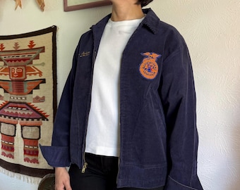 【美品】90s~ FFA ジャケット INDIANA Vintage Indiana FFA Jacket Classic Blue Corduroy Logos Front