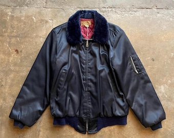 Chaqueta de vuelo vintage de los años 60 y 70 con forro de cremallera completa