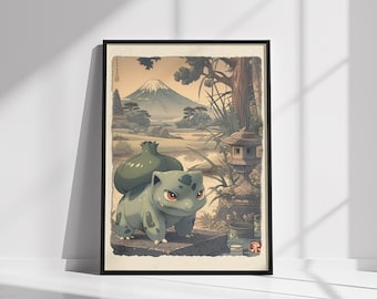 Póster de criatura natural inspirada en el anime / Arte mural estilo Edo (JPG) (Descarga instantánea)