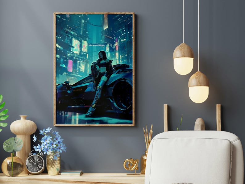 Cyberpunk Girl Poster | Futuristic City Night Art | 5 Sizes ( Instant ...