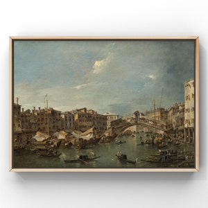 Grand Canal with the Rialto Bridge, Venice, Valley Landscape, Digital Print, Painting Landscape, Wall Art, Painting Wall Art, Art Print
