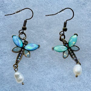 Copper Colored Dragonfly Dangle Earrings