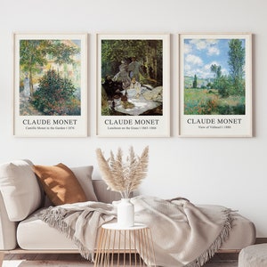 Claude Monet Set of 3 Prints, Gallery Wall Set, Monet Print, Downloadable Wall Art, Monet Exhibition Poster, Vintage Print