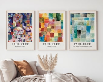 Paul Klee Print 3er Set, Paul Klee Ausstellung Poster, Galerie Wand Set, Abstrakte druckbare Wandkunst, Vintage Poster, druckbare Paul Klee