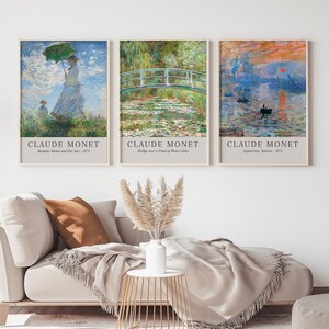 Monet Print Set of 3 Prints, Gallery Wall Set, Monet Exhibition Poster, Printable Wall Art, Digital Download, Vintage Print