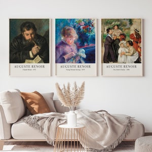 3er Set Auguste Renoir, Galerie Wanddrucke, Auguste Renoir, Bauernhaus Dekor, Auguste Renoir Drucke, Vintage Druck