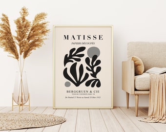 Henri Matisse Poster, Matisse Print, Flower Wall Art, Matisse Leaf, Neutral Tone Home Decor