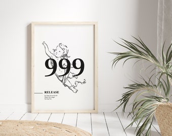 999 Angel Number, RELEASE Number Print, Instant Printable Wall Art Print, Digital Download, Manifestation Energy Spiritual Poster,