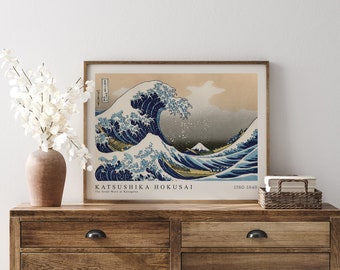 Katsushika Hokusai Poster, The Great Wave of Kanagawa, Hokusai, Exhibition Poster Hokusai Wall Art, Japanese Art Print, Modern Home Decor