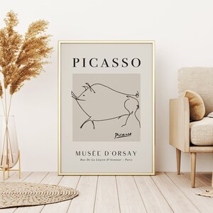 Picasso Wall Art, Animal Line Art, Picasso Exhibition Poster, Vintage Line Art Drawing, Digital Download