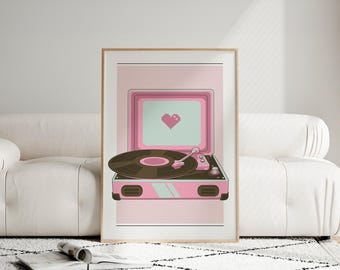 Record Wall Art, Retro Decor, Record print, Printable Digital Download, Trendy Pastel Art