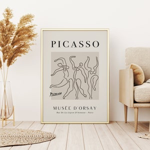 Picasso Wall Art, Animal Line Art, Picasso Exhibition Poster, Vintage Line Art Drawing, Digital Download