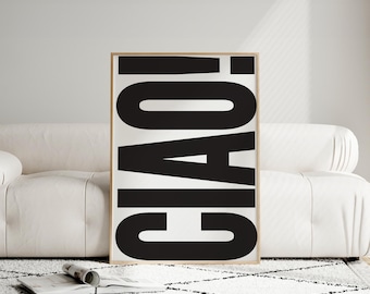 Ciao Print, Vintage Poster, Retro Typography Art, Italian Wall Art, Minimalist Home Decor, Modern Art Print, Typography Wall Decor