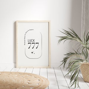 777 Angel Number, Luck, Angel Number Print, Instant Printable Wall Art Print, Digital Download, Manifestation Energy Spiritual Poster