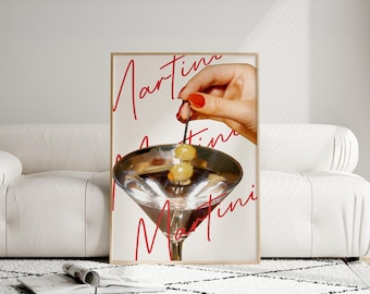 Martini Poster - Modern Bar Decor - Minimalist Drink Artwork - Cocktail Wall Art - Kitchen Print - Printable Art