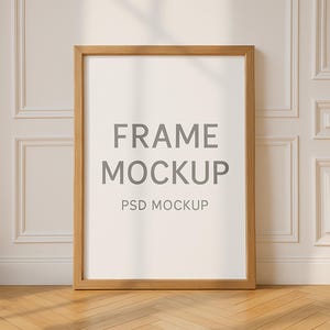 Vertical Frame PSD Mockup – Minimalist Wooden Poster Frame Mockup Template