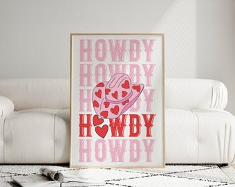 Howdy Wall Art, Printable Art, Howdy Word Print, Howdy Poster, Howdy Typography Art, Retro Wall Decor, Western Print, Cowboy Wall Art,