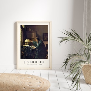 Johannes Vermeer Poster, Johannes Vermeer Print,Johannes Vermeer, The Astronomer, Vermeer Print, Vintage Wall Decoration, Oil Painting