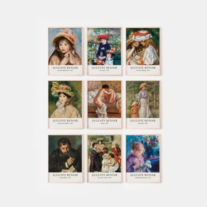 Auguste Renoir 9er Set, Galerie Wand Drucke, Auguste Renoir, Bauernhaus Dekor, Auguste Renoir Drucke, Vintage Druck