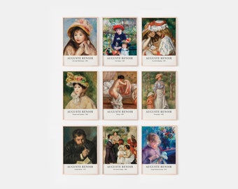 Auguste Renoir Set of 9 , Gallery Wall Prints, Auguste Renoir, Farmhouse Decor, Auguste Renoir Prints, Vintage Print