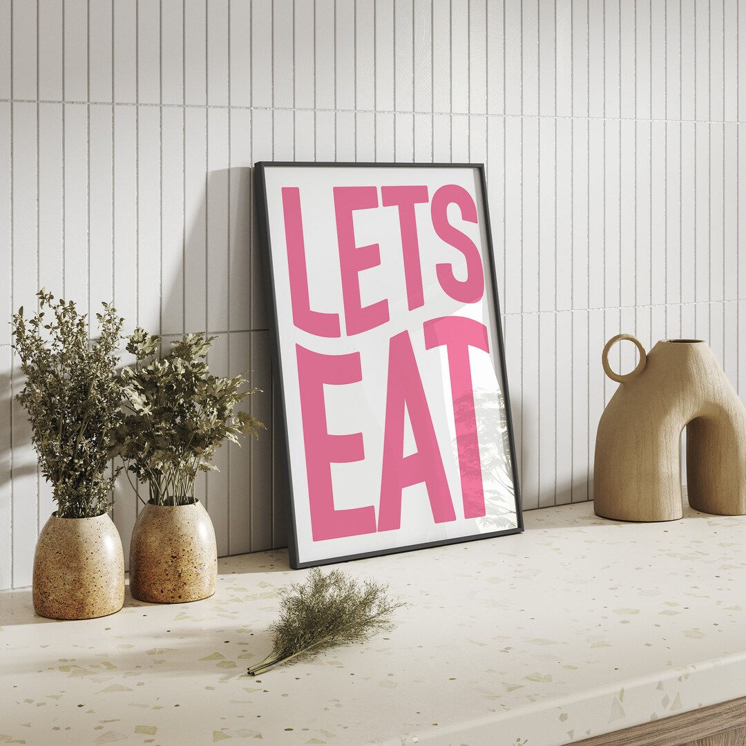 Let's Eat Poster, Let's Eat ,kitchen Art Print Trendy Retro Wall Art ...