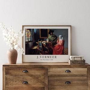 Johannes Vermeer Poster, Johannes Vermeer Print,Johannes Vermeer, The Wine Glass Vermeer Print, Vintage Wall Decoration, Oil Painting