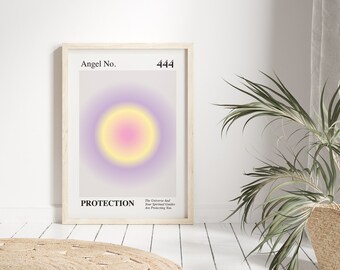 444 Druck, Engel Zahlen Poster, digitaler Download, Wandkunst mit Farbverlauf, spiritueller Druck, Wohnkultur mit Farbverlauf, positive Affirmation, Manifest