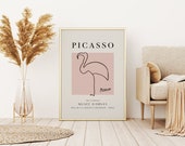 Picasso Flamingo Print: Minimalist Line Art (Digital Download)
