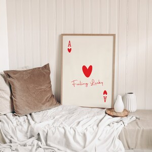 Lucky Print, Ace of Hearts Print, Playing Card Prints, Ace of hearts poster, Ace of hearts, Feeling Lucky Print