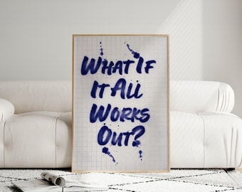 Wat als het allemaal lukt, esthetiek appartement, trendy muurkunst, retro krantenafdruk, poster typografie, afdrukbare muurkunst, digitale prints