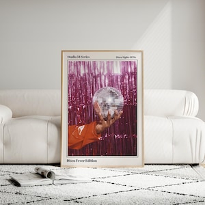 Disco Ball Wall Art, Studio 54 Poster, 1970s Retro Printable Art, Disco Fever Edition, Glam Wall Decor, Pink Party Aesthetic Poster