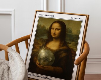Mona Lisa Disco Art Print: Da Vinci Parody, Pop Culture Decor