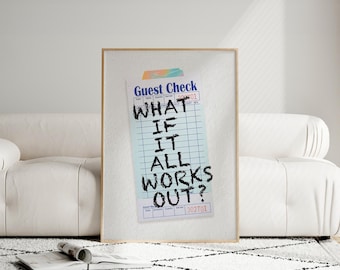 Wat als het allemaal lukt, esthetiek appartement, trendy muurkunst, retro krantenafdruk, poster typografie, afdrukbare muurkunst, digitale prints