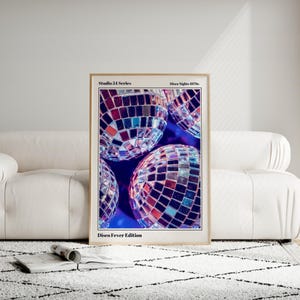 Disco Ball Poster, Retro Wandkunst, 1970er Jahre Disco Dekor, Studio 54 Poster, Funky Wohnkultur, moderne Galerie Wandkunst, Party Wandkunst