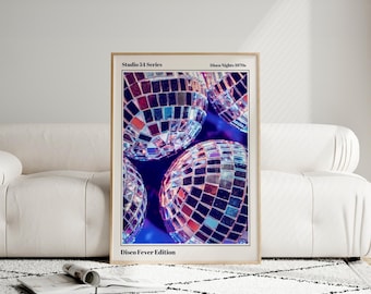Disco Ball Poster, Retro Wall Art, 1970s Disco Decor, Studio 54 Poster, Funky Home Decor, Modern Gallery Wall Print, Party Wall Art