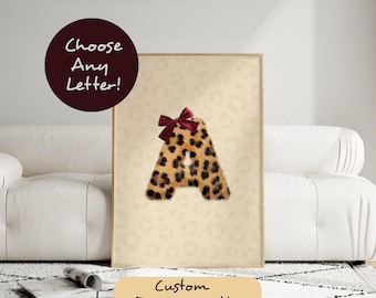 Custom Leopard Print Letter, Personalized Digital Art, Animal Print Wall Art, Initial Poster, Custom Monogram Poster, Kids Room Decor