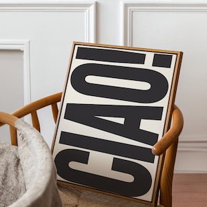 Ciao Print, Vintage Poster,Retro Typography Art,Italian Wall Art, Minimalist Home Decor,Modern Art Print,  Typography Wall Decor,