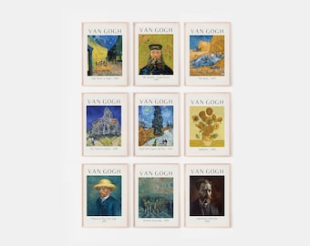 Van Gogh Print Set of 9, Gallery Wall Set, Van Gogh, Van Gogh Exhibition Poster, Printable Wall Art, Vintage Print