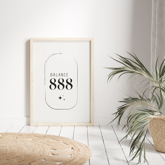 888 Angel Number, Balance Number Print, Instant Printable Wall Art Print, Digital Download, Manifestation Energy Spiritual Poster