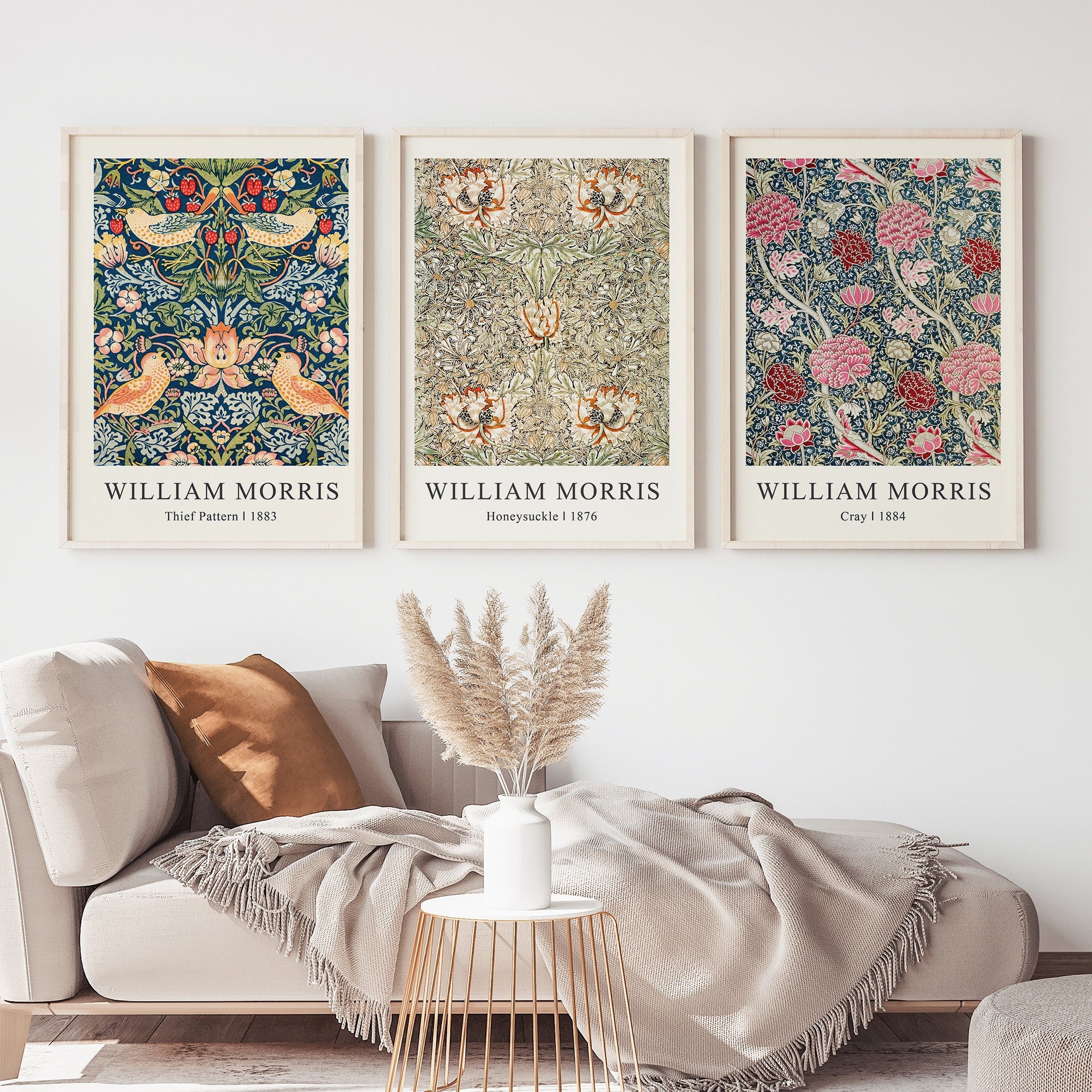 William Morris Print Set of 3, Fabric Art, William Morris, Morris