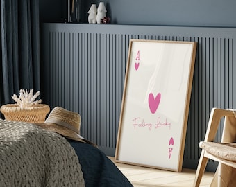 Lucky Print, Ace of Hearts Print, Playing Card Prints, Ace of hearts poster, Ace of hearts, Feeling Lucky Print