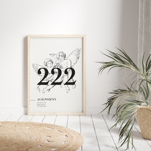 222 Liczba Anioła, Wydruk Numeru Anioła, Natychmiastowy Wydruk Ścienny, Pobieranie Cyfrowe, Wyrównanie, Duchowy Plakat Energii Manifestacji,
