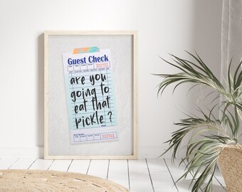 Guest Check Print, Guest Check Poster, Digital Download, Receipt Poster, Trendy Wall Decor, Retro Wall Art, Funny Wall Art